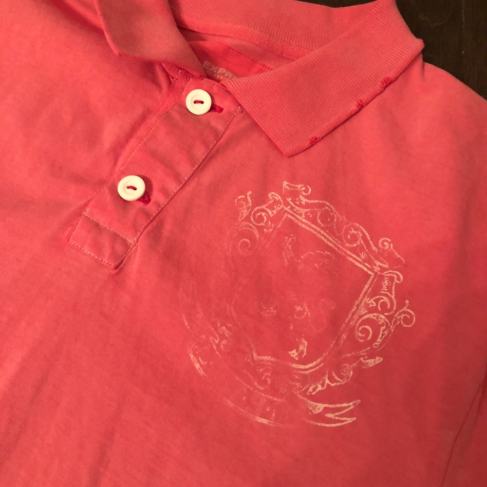 EXPRESS SS Distressed Pink Polo Size L